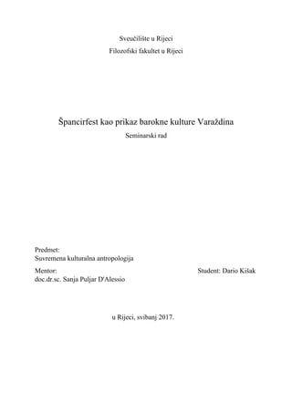 Špancirfest kao prikaz baroka