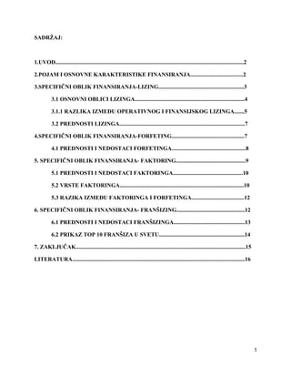 Specifični oblici finansiranja