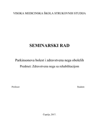 Parkinsonova bolest i zdravstvena nega obolelih