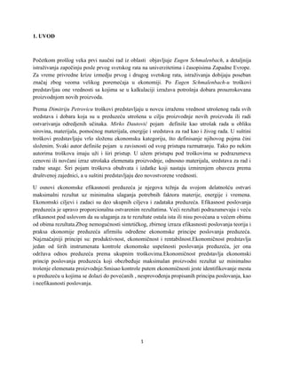 Teorija troškova i ekonomičnost