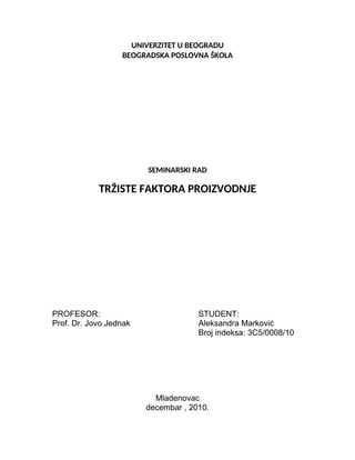 Tržište faktora proizvodnje