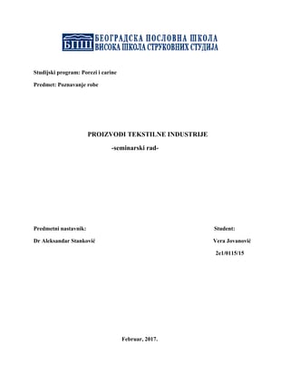 Proizvodi tekstilne industrije