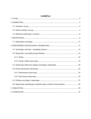 Industrijska sociologija i marketing: sociološki aspekti tržišta