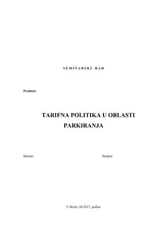 Tarifna politika u oblasti saobraćaja