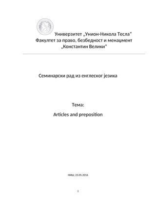 Articles and prepositions