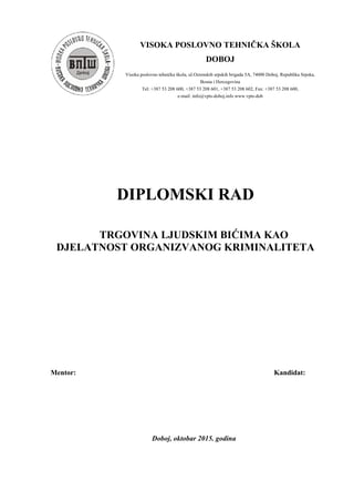 Trgovina ljudskim bićima kao delatnost organizovanog kriminala