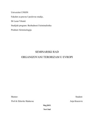 Organizovani terorizam u Evropi