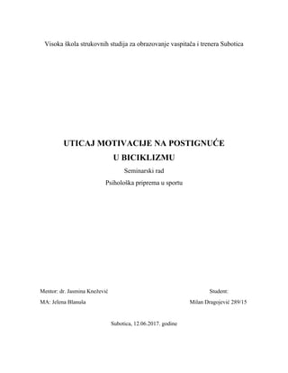 Uticaj motivacije na dostignuće u biciklizmu