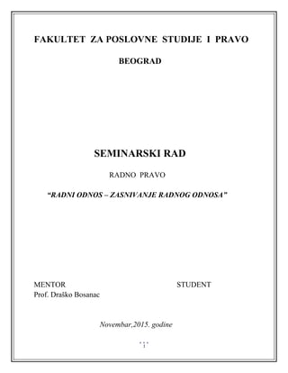 Zasnivanje radnog odnosa