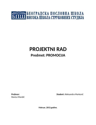 Promocija knjigovodstvene agencije: analiza poslovanja i marketinške strategije