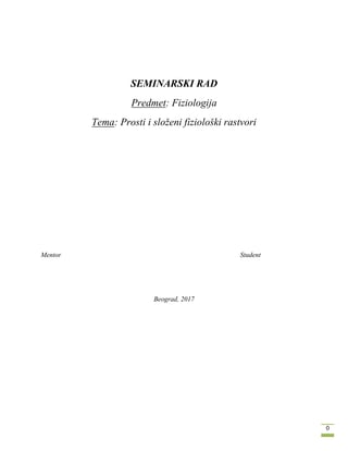 Prosti i složeni fiziološki rastvori