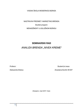 Analiza brenda “Nivea kreme”