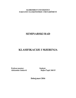 Klasifikacije i merenja