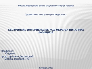 Sestrinske intervencije kod merenja vitalne funkcije