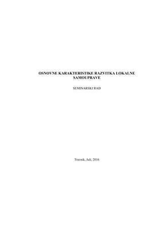 Osnovne karakteristike razvitka lokalne samouprave