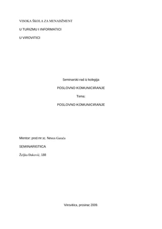 Poslovno komuniciranje