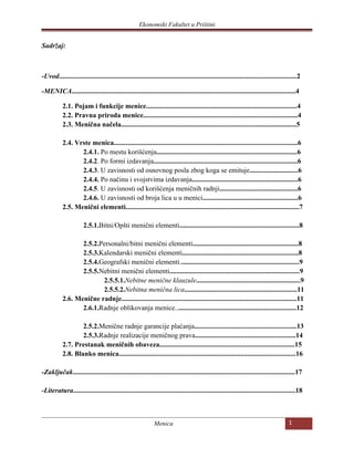 Menica: pojam, funkcije i značaj u savremenom poslovanju