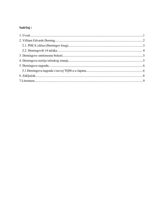Analiza Demingove teorije upravljanja kvalitetom