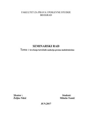 Izvršenje krivičnih sankcija prema maloletnicima