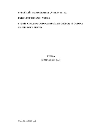 Cesija: seminarski rad iz obligacionog prava