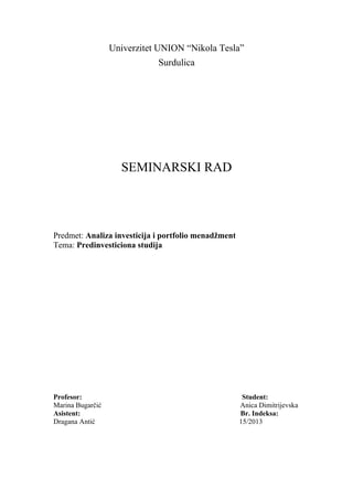 Predinvesticiona studija