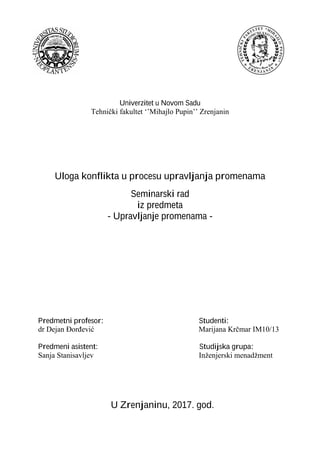 Uloga konflikta u procesu upravljanja promenama