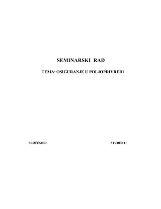 Osiguranje u poljoprivredi