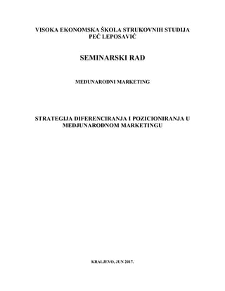 Strategija diferenciranja i pozicioniranja u međunarodnom marketingu