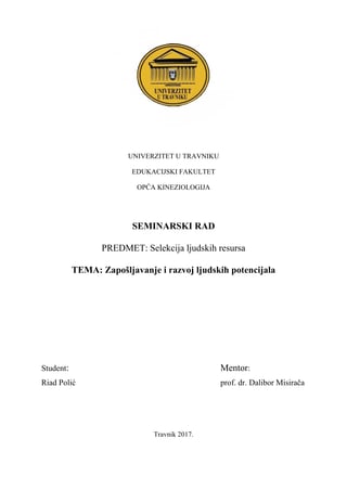 Zapošljavanje i razvoj ljudskih potencijala