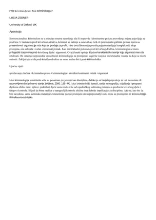 Pred-krivično delo i post-kriminologija