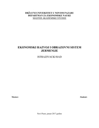 Ekonomski razvoj i obrazovni sistem Jermenije