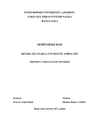 Reciklaža stakla i staklene ambalaže