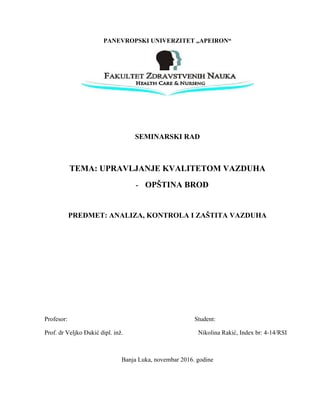 Upravljanje kvalitetom vazduha