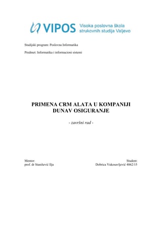 Primena CRM alata u kompaniji “Dunav Osiguranje”