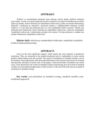 Standardan obračun troškova