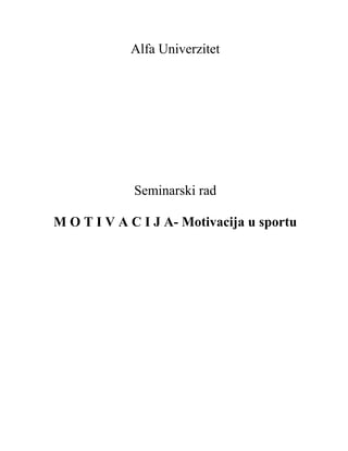 Motivacija zaposlenih u hotelijerstvu