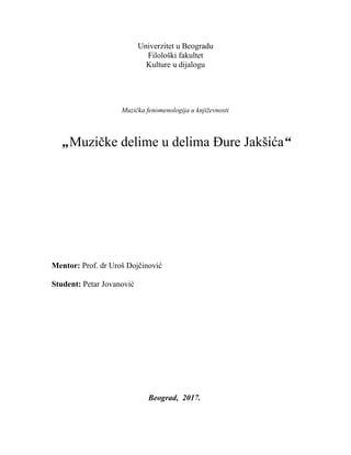 Muzičke dileme u delima Đure Jakšića