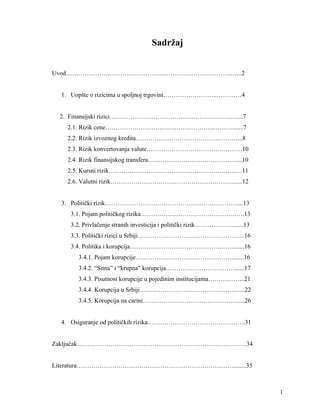 Finansijski rizici u spoljnoj trgovini-aspekt na političke rizike