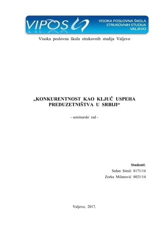 Konkurentnost kao ključ uspeha preduetništva u Srbiji