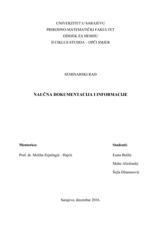 Naučna dokumentacija i informacije