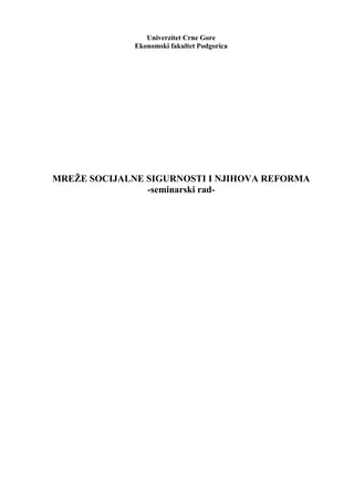 Mreže socijalne sigurnosti i njihova reforma