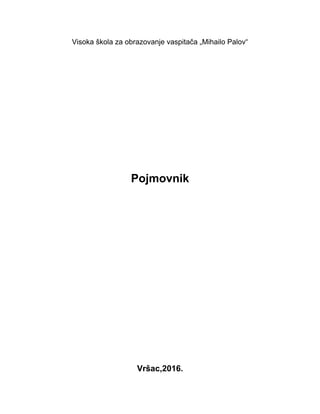 Pojmovnik ključnih termina u obrazovanju i vaspitanju