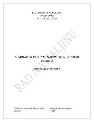 Rad na daljinu ( Telework )