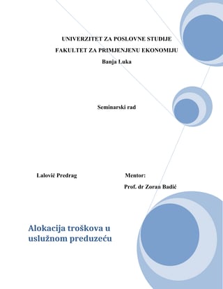 Alokacija troškova