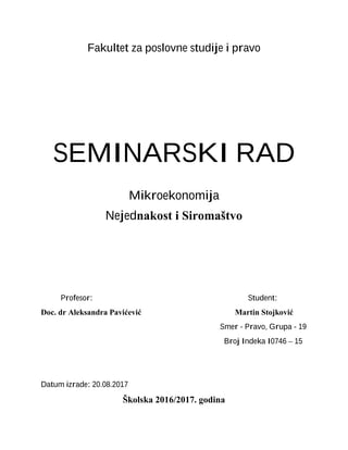 Siromaštvo i nejednakost