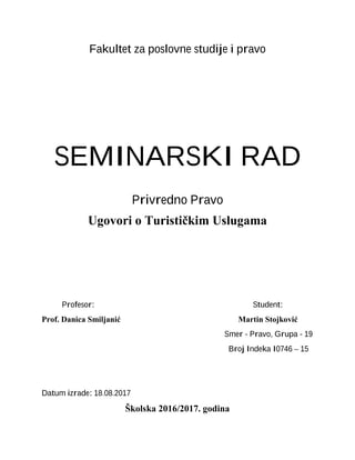 Ugovori u turističkim uslugama