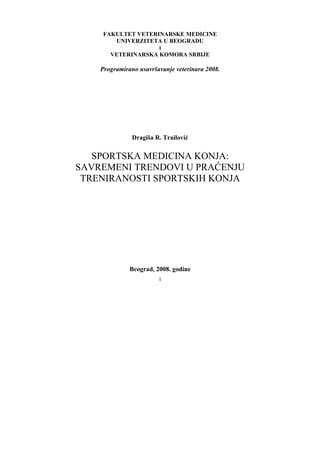 Sportska medicina konja-savremeni trendovi u praćenju treniranosti sportskih konja