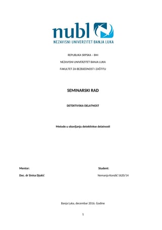 Metode u obavljanju detektivske delatnosti