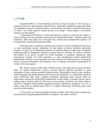 Određivanje debljine izolacije kod jednožilnih kablova sa dvoslojnim dielektrikom