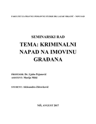 Kriminalni napad na imovinu građana